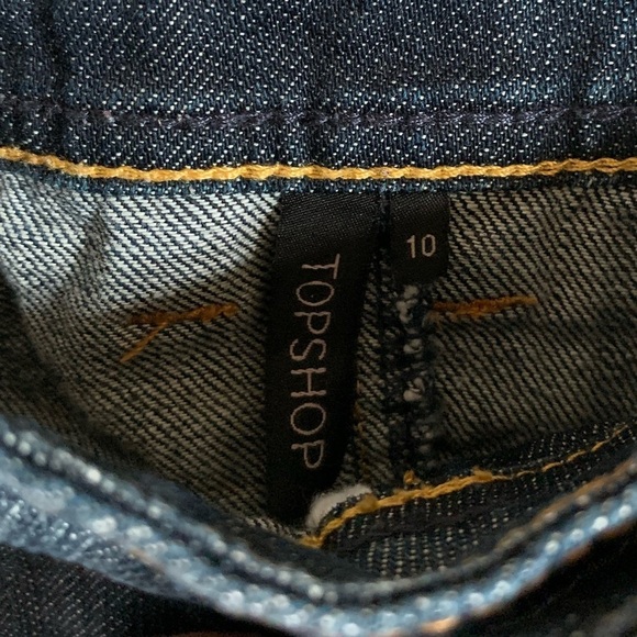 Topshop Women’s Distressed Raw Hem Denim Mini Skir - Picture 4 of 9